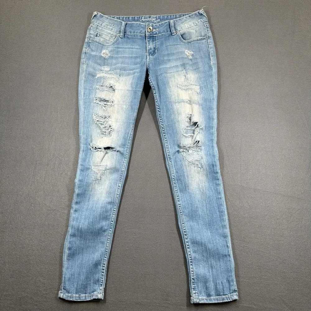 Amethyst Jeans Girls 9R Blue Mona Be Beautiful Denim Distressed Skinny Grunge‎